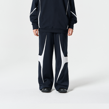 【早鳥優惠】Winged Logo Color Block 寬鬆運動長褲 深藍色(男女同款)