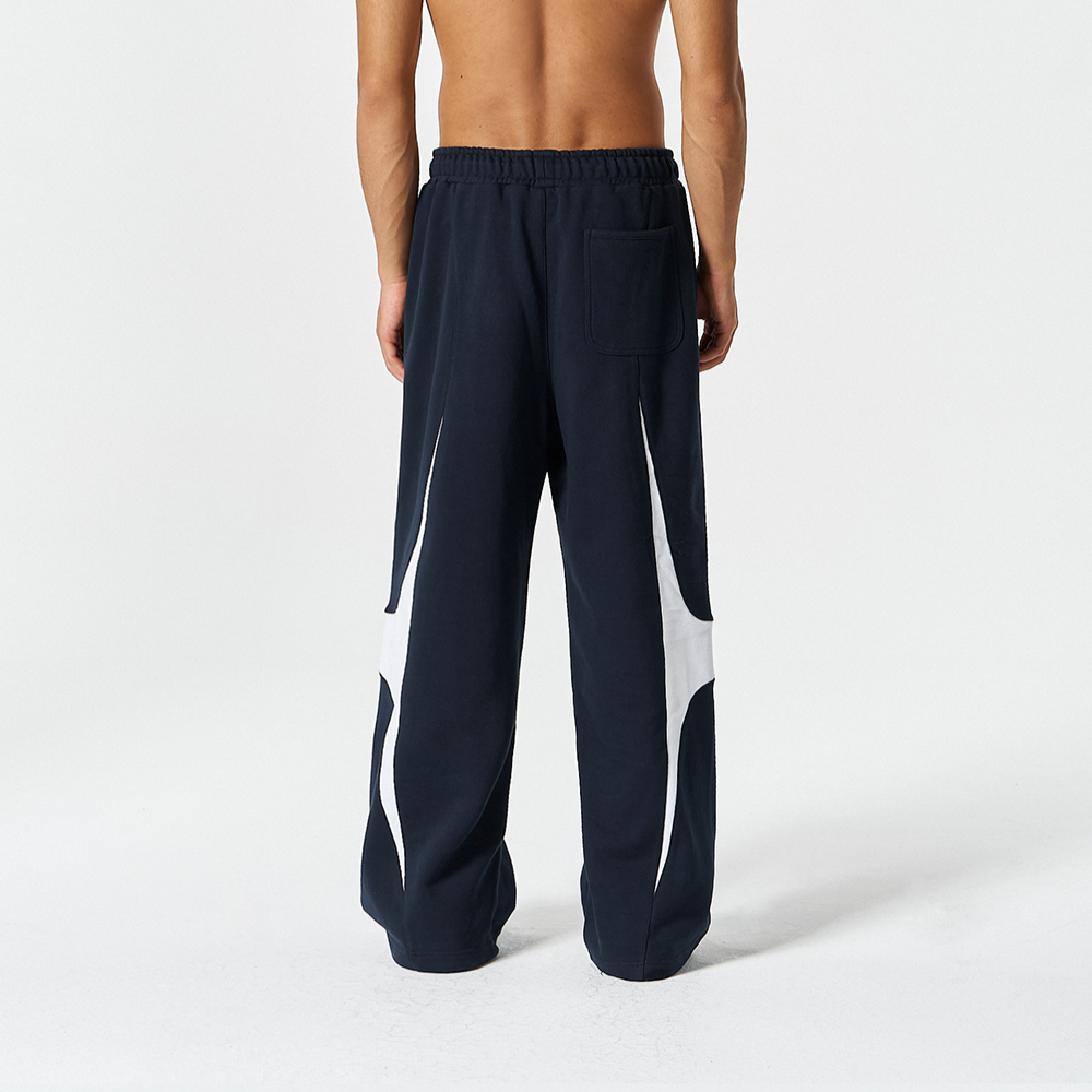 【早鳥優惠】Winged Logo Color Block 寬鬆運動長褲 深藍色(男女同款)