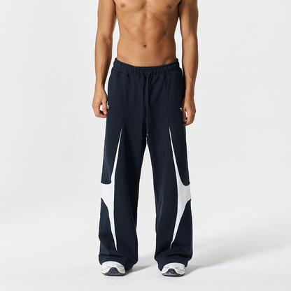 【早鳥優惠】Winged Logo Color Block 寬鬆運動長褲 深藍色(男女同款)