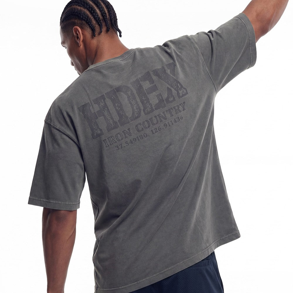 Core Back Logo Gint Fit 水洗復古風短袖上衣 鐵灰色