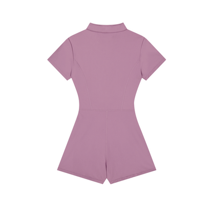 【早鳥優惠】Womens Support Piping 短袖連身運動服 蓮藕紫