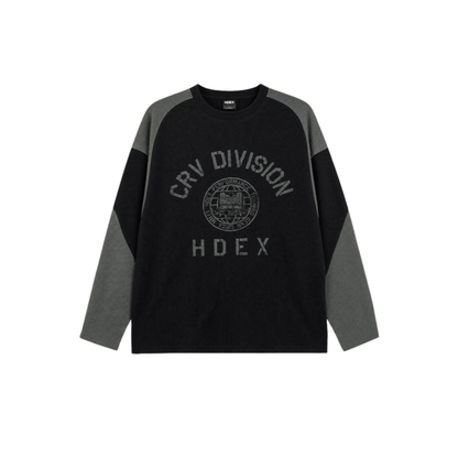 Division 華夫格弧襬長袖上衣 黑色