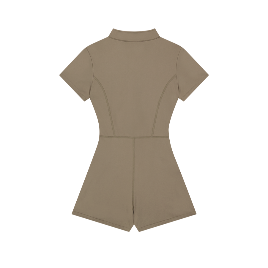【早鳥優惠】Womens Support Piping 短袖連身運動服 奶茶色