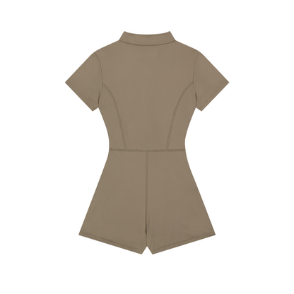 【早鳥優惠】Womens Support Piping 短袖連身運動服 奶茶色