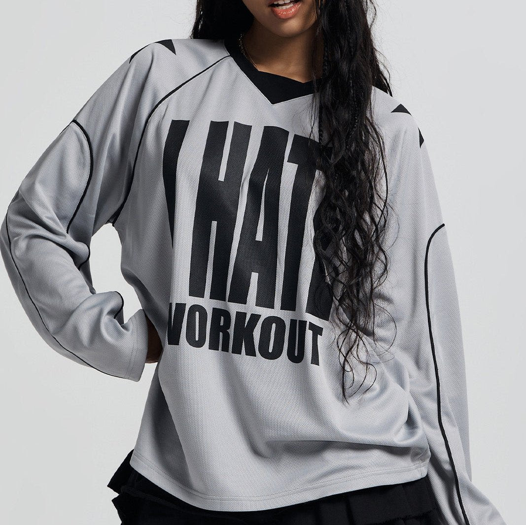 Work Out 透氣網眼長袖運動上衣 灰色