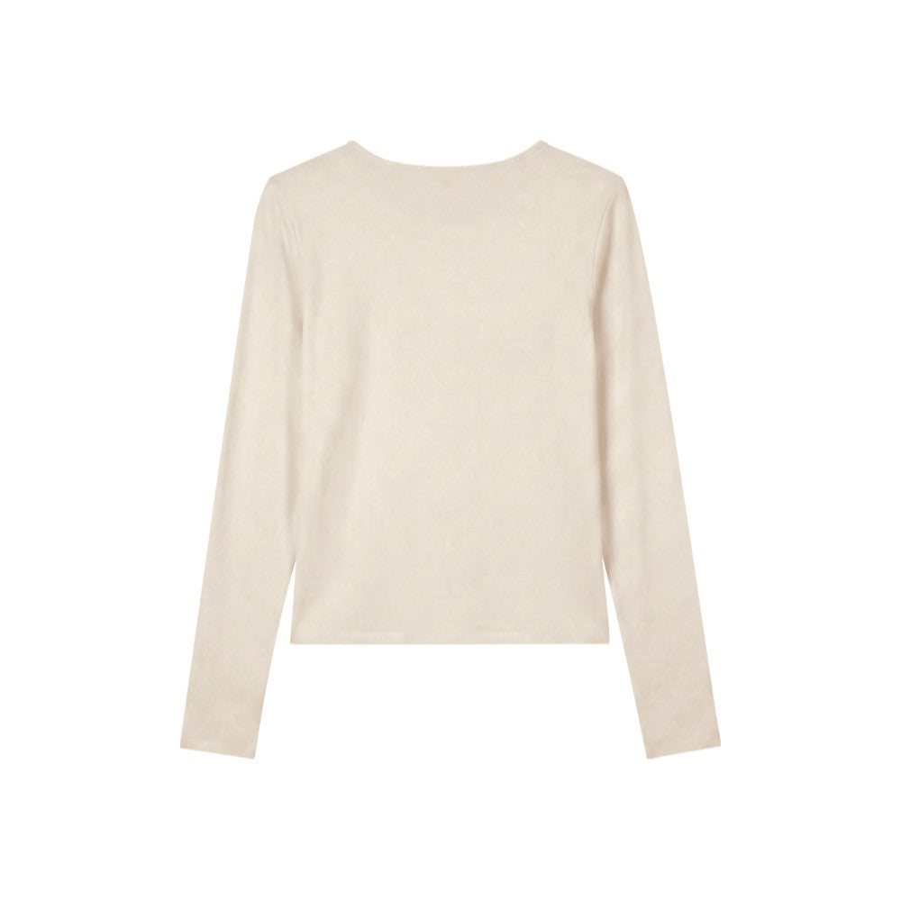 Essential 莫代爾休閒長袖上衣 奶油白