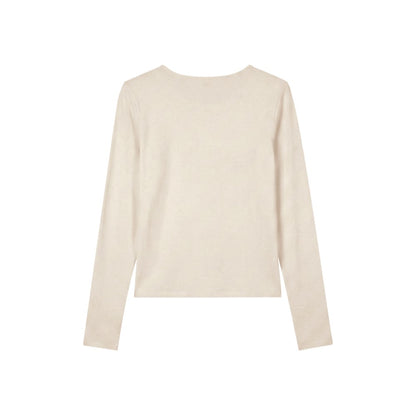 Essential 莫代爾休閒長袖上衣 奶油白