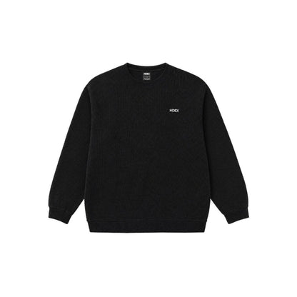 Soft Velour 華夫格圓領長袖上衣 黑色