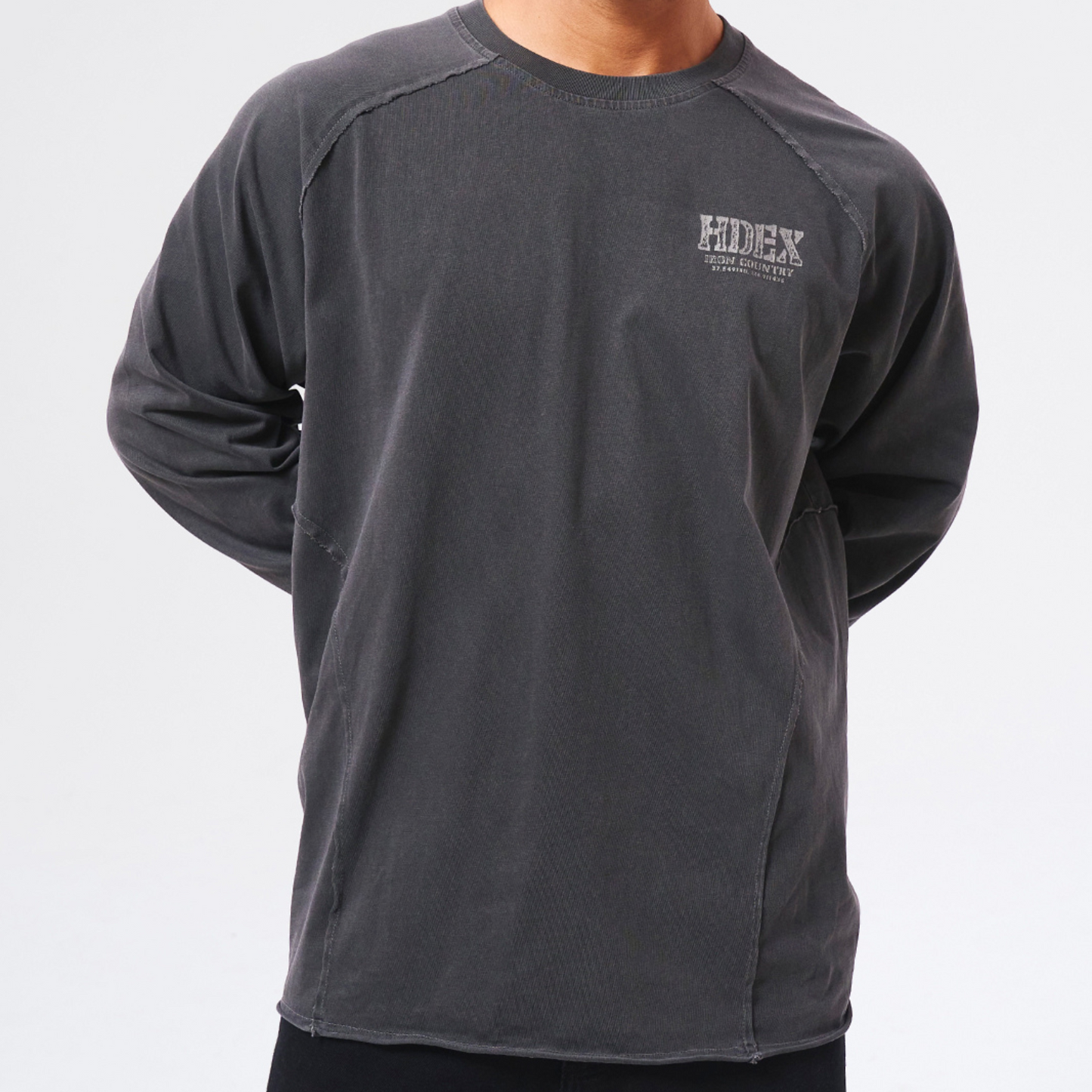 【新品預購】Core Back Logo 水洗復古風長袖上衣 深灰色