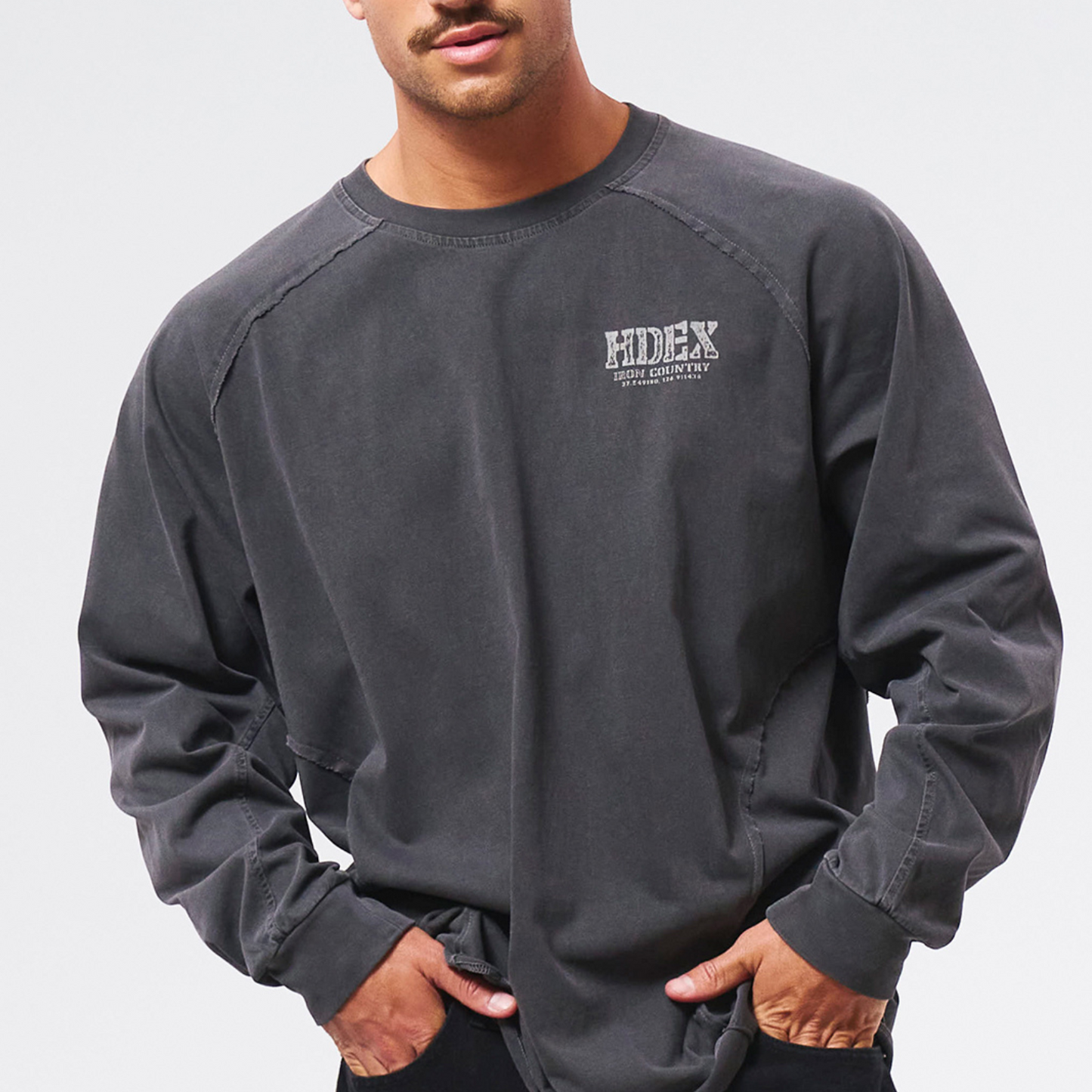 【新品預購】Core Back Logo 水洗復古風長袖上衣 深灰色