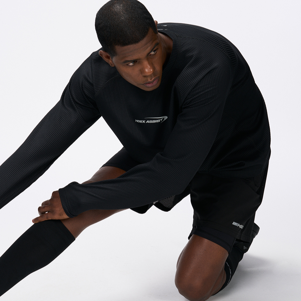 【新品早鳥優惠】Assist Waffle 機能性運動長袖上衣 黑色