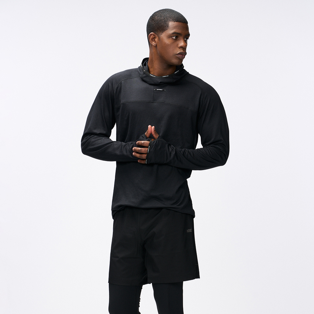 【新品早鳥優惠】Assist Waffle 機能性運動連帽長袖上衣 黑色