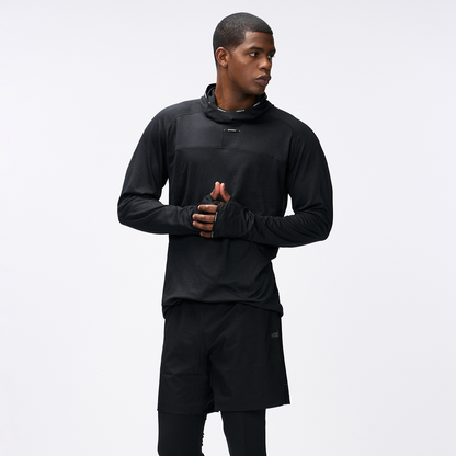 【新品早鳥優惠】Assist Waffle 機能性運動連帽長袖上衣 黑色