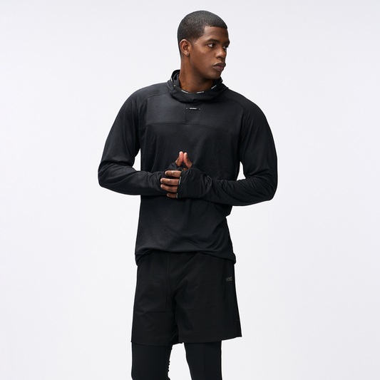 【新品早鳥優惠】Assist Waffle 機能性運動連帽長袖上衣 黑色