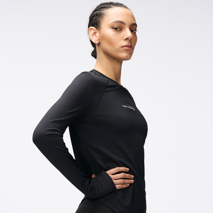 【新品早鳥優惠】Womens Assist Waffle 弧擺修身機能性長袖上衣 黑色