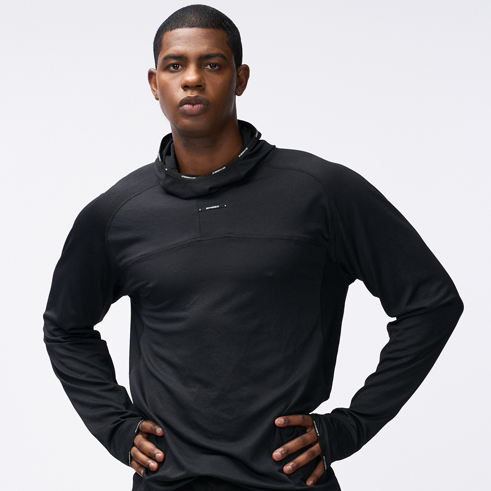 【新品早鳥優惠】Assist Waffle 機能性運動連帽長袖上衣 黑色