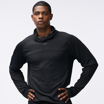 【新品早鳥優惠】Assist Waffle 機能性運動連帽長袖上衣 黑色