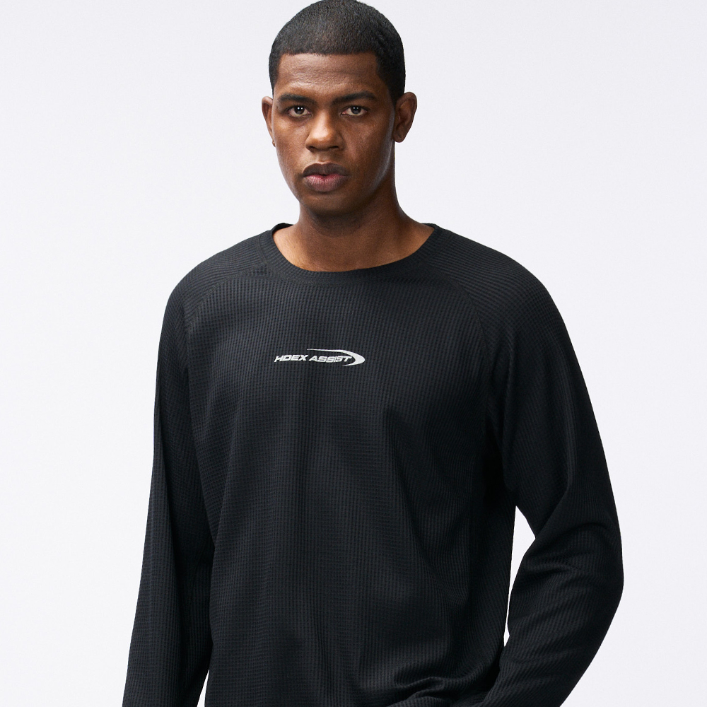 【新品早鳥優惠】Assist Waffle 機能性運動長袖上衣 黑色