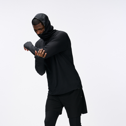 【新品早鳥優惠】Assist Waffle 機能性運動連帽長袖上衣 黑色