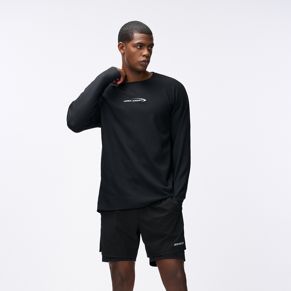 【新品早鳥優惠】Assist Waffle 機能性運動長袖上衣 黑色