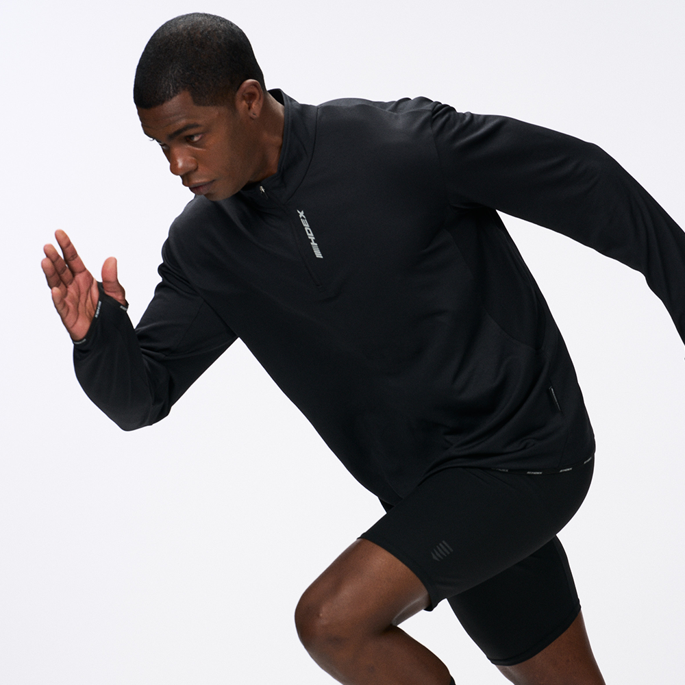 【新品早鳥優惠】Assist Waffle 機能性半開襟運動長袖上衣 黑色