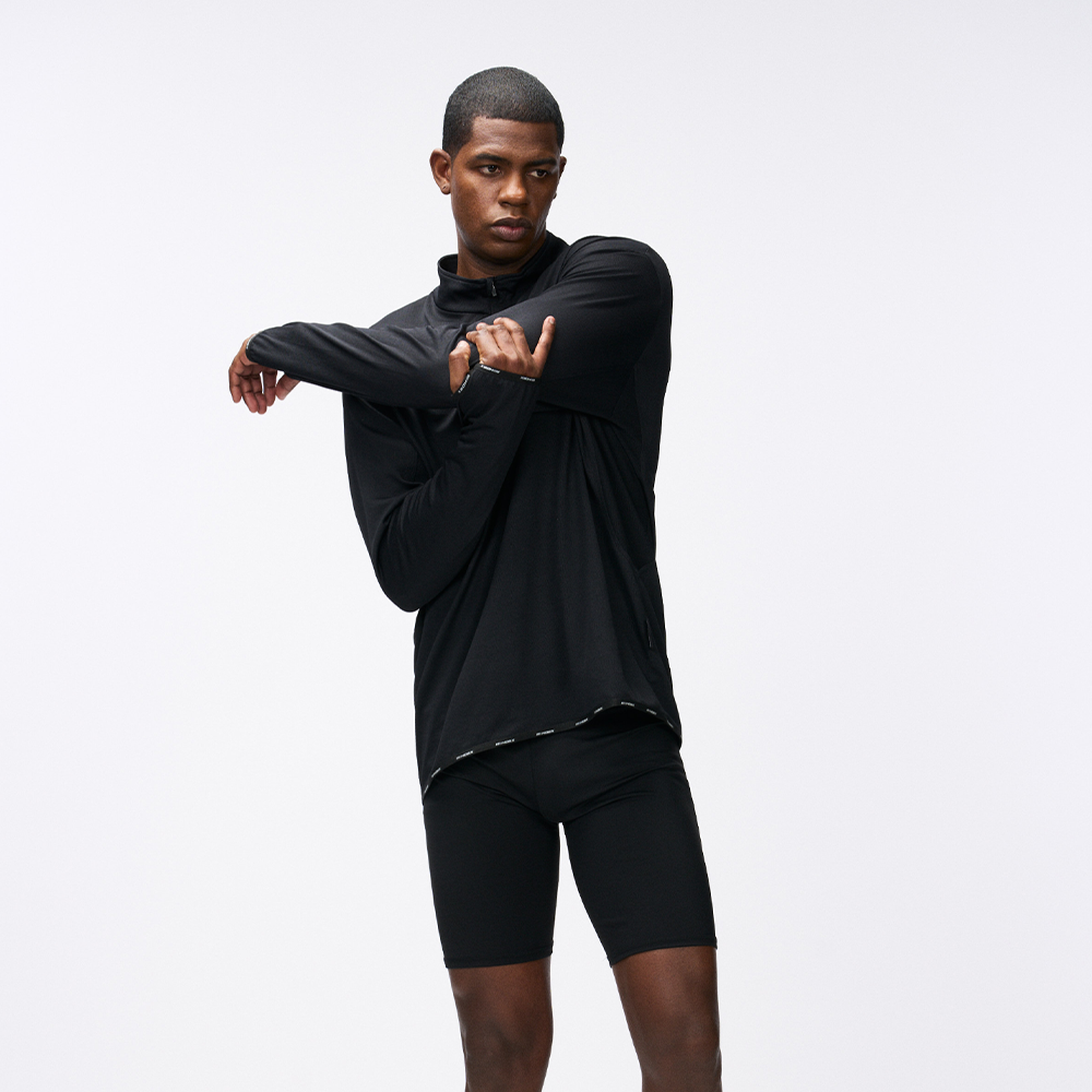 【新品早鳥優惠】Assist Waffle 機能性半開襟運動長袖上衣 黑色