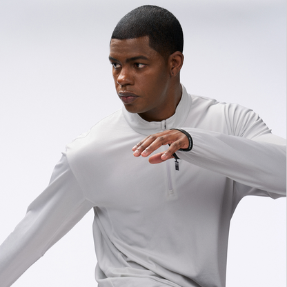 【新品早鳥優惠】Assist Waffle 機能性半開襟運動長袖上衣 淺灰色