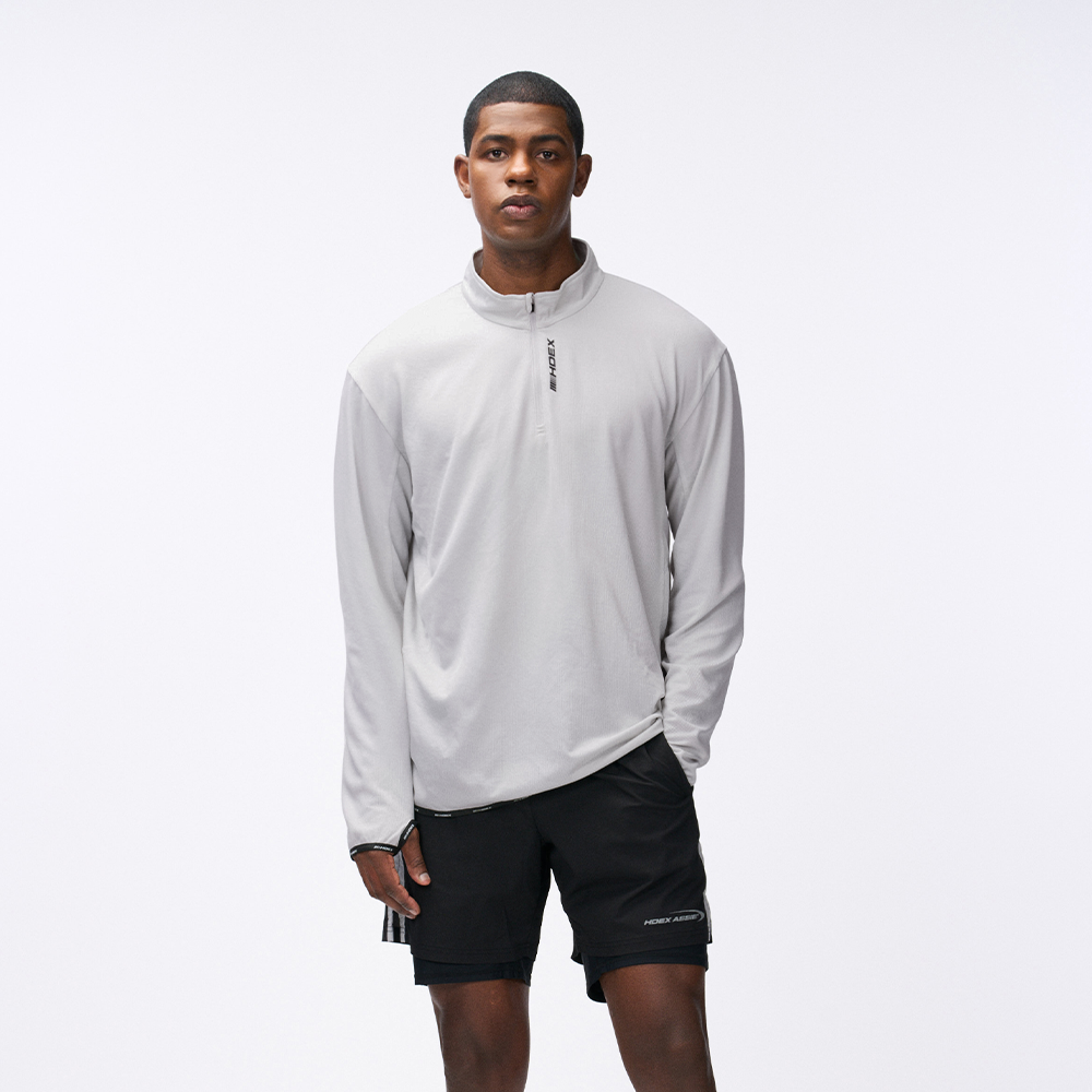 【新品早鳥優惠】Assist Waffle 機能性半開襟運動長袖上衣 淺灰色