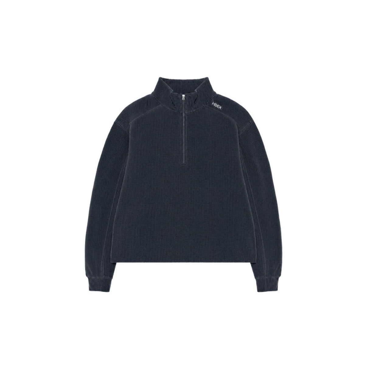 Soft Velour 華夫格半拉鍊上衣 海軍藍(男女同款)