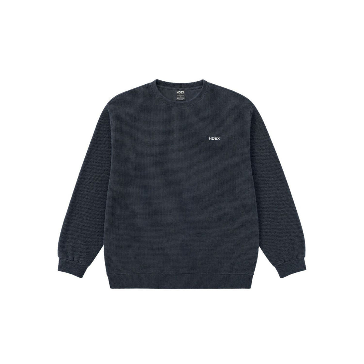 Soft Velour 華夫格圓領長袖上衣 海軍藍