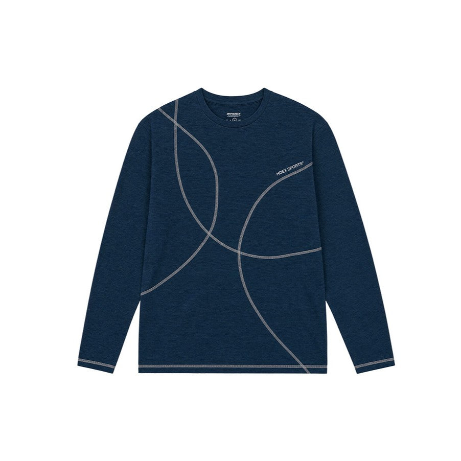 Curve Stitch Running 運動長袖上衣 深藍色(男女同款)