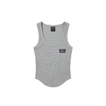 HDEX Sport 不規則剪裁螺紋修身背心 麻花灰