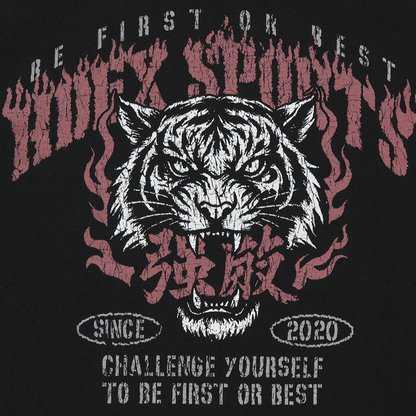 Strong Dexter Giant Fit 老虎印花運動短袖上衣 黑色