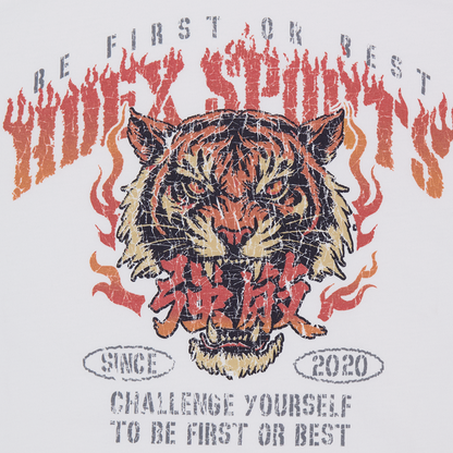 Strong Dexter Giant Fit 老虎印花運動短袖上衣 白色
