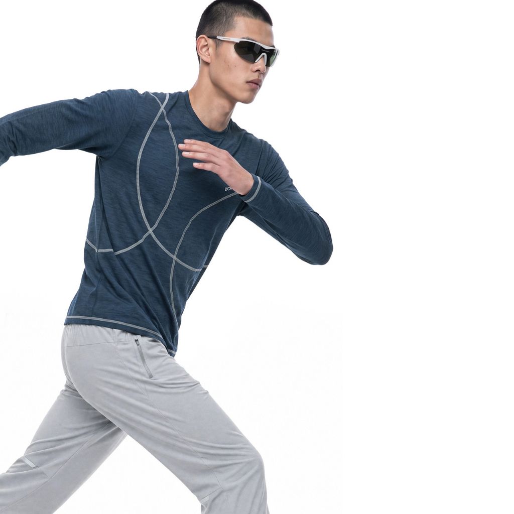 Curve Stitch Running 運動長袖上衣 深藍色(男女同款)