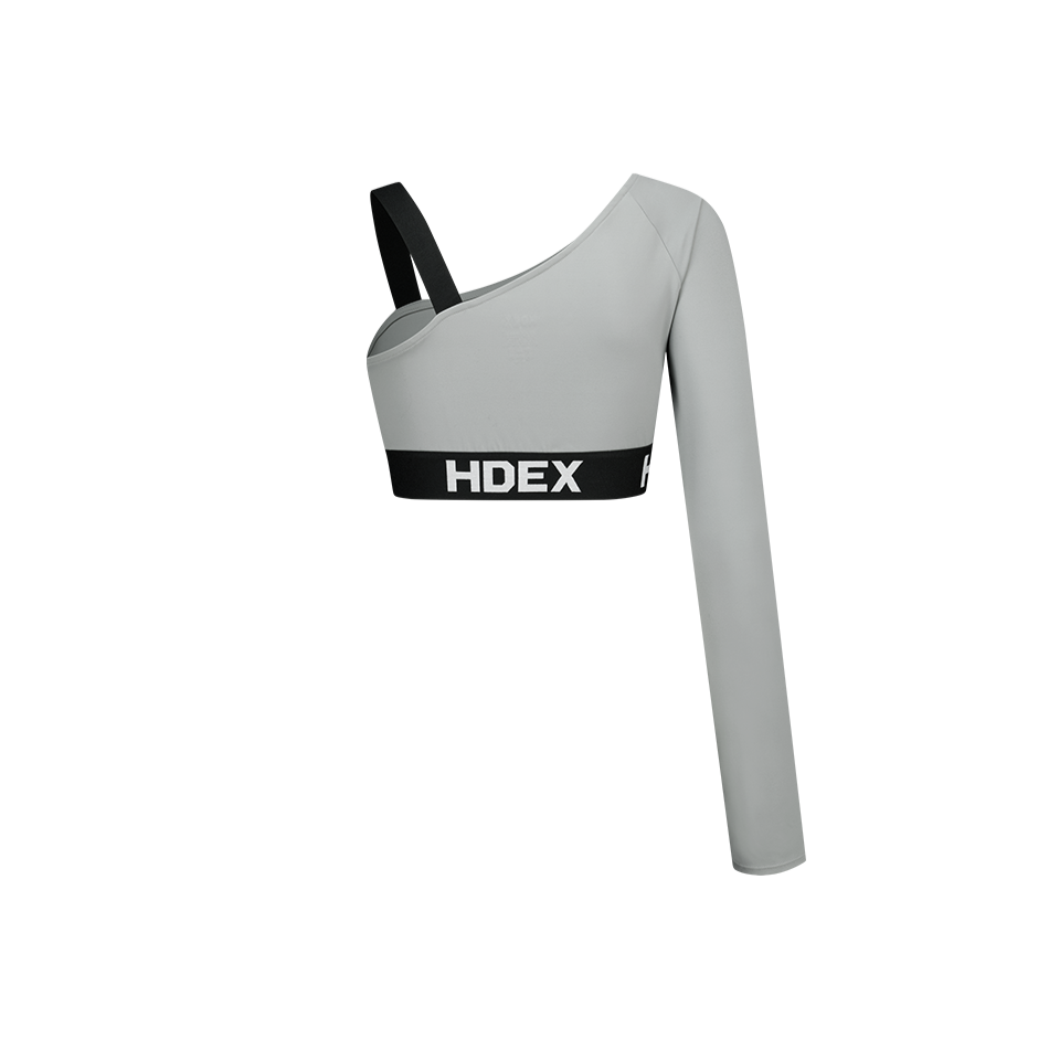 【新品早鳥優惠】HDEX Pro 單肩短版運動長袖上衣 淺灰色