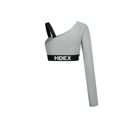 【新品早鳥優惠】HDEX Pro 單肩短版運動長袖上衣 淺灰色