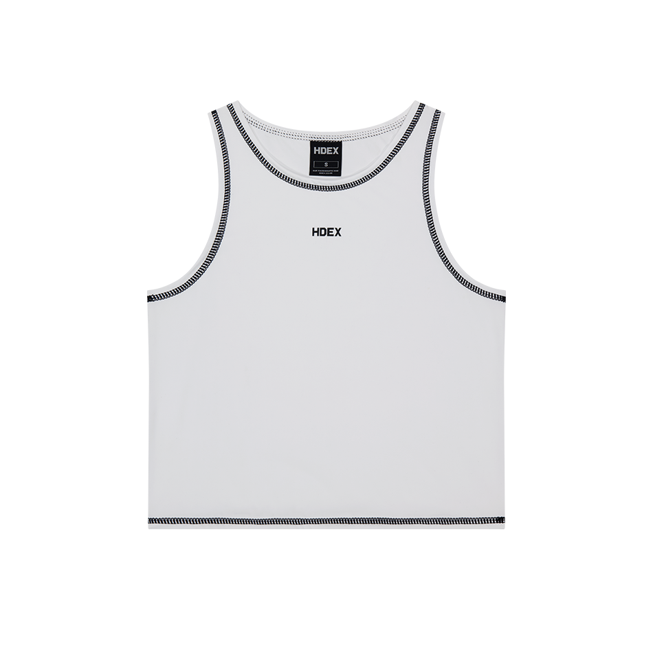 【新品早鳥優惠】Pro Stitch 車線短版削肩背心 白色