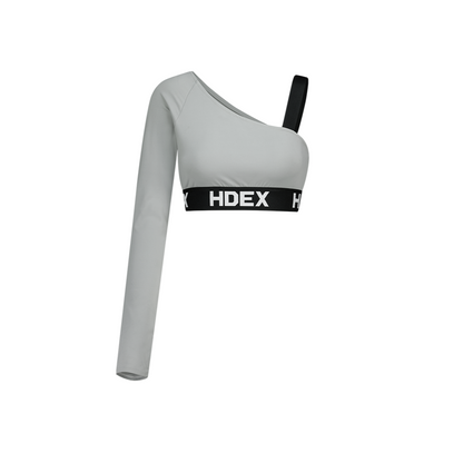 【新品早鳥優惠】HDEX Pro 單肩短版運動長袖上衣 淺灰色